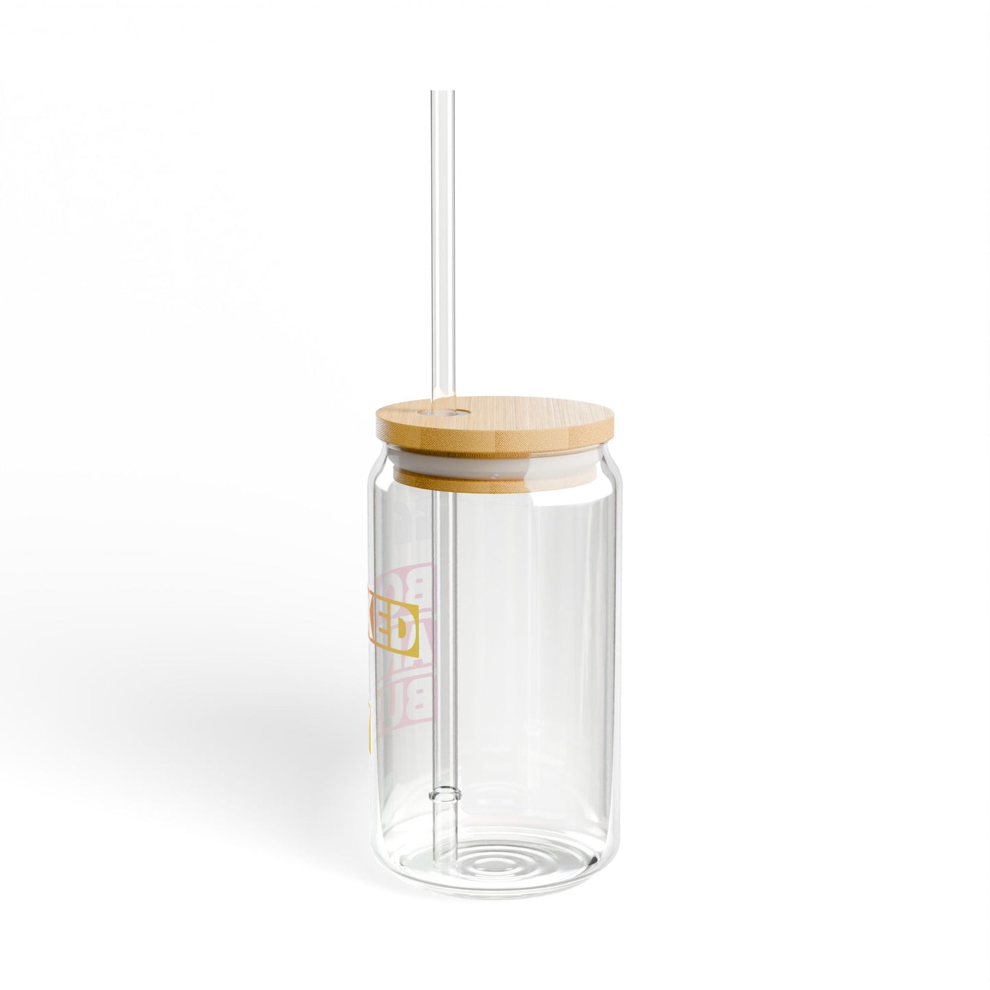 "Booked and Busy" Clear Drink Jar with Bamboo Lid & Reusable Straw