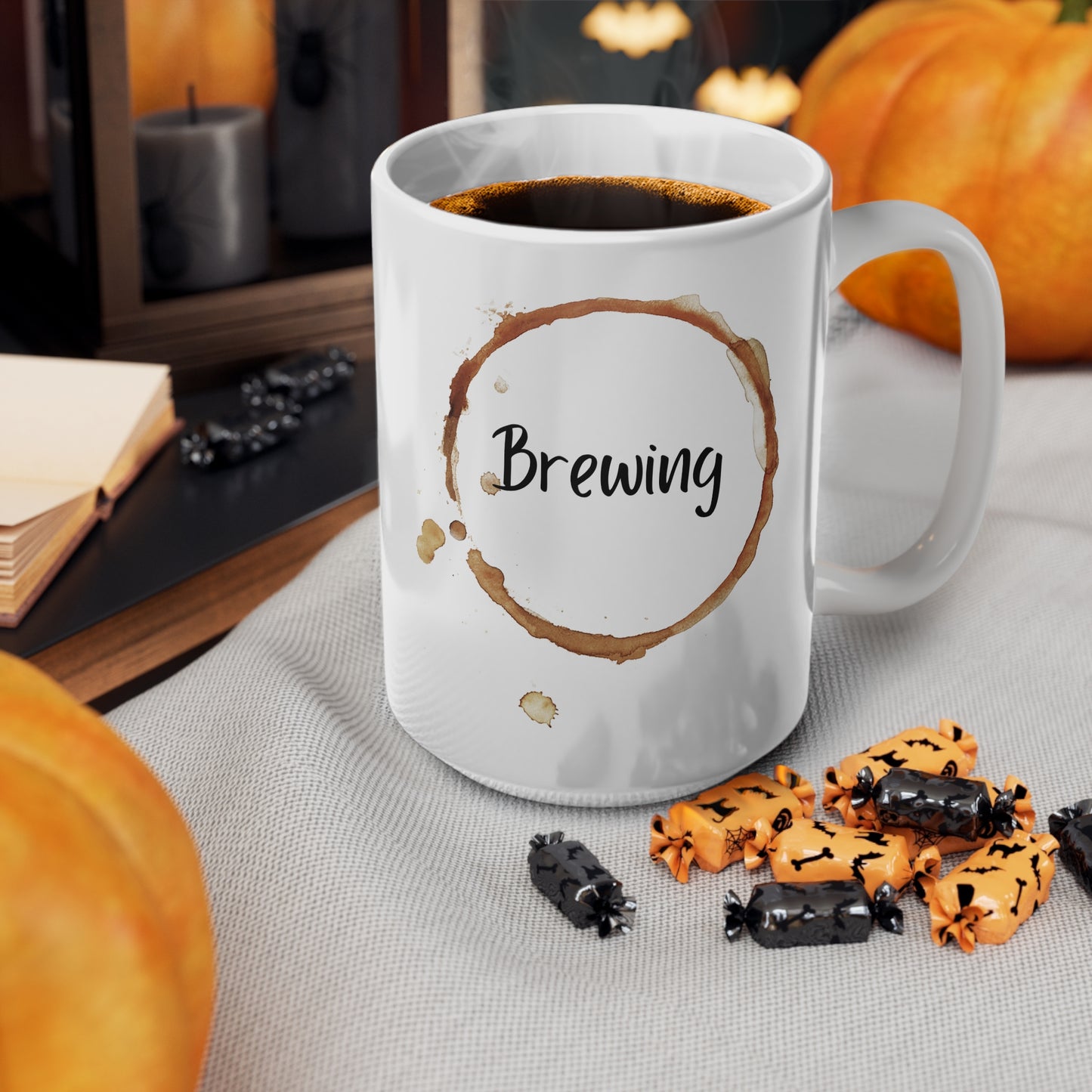 Brewing Coffee Ring Mug - Ceramic (11oz & 15oz)