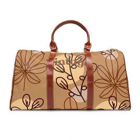 Waterproof Travel Bag – Brown Retro Bloom Duffle
