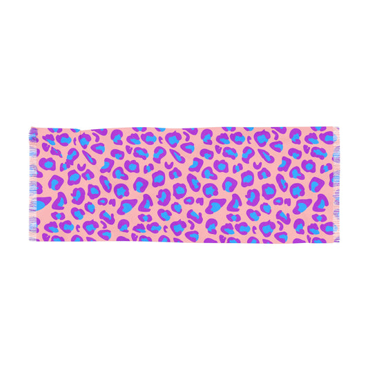Pastel Leopard Lightweight Scarf — Pink & Blue Animal Print Fashion Scarf