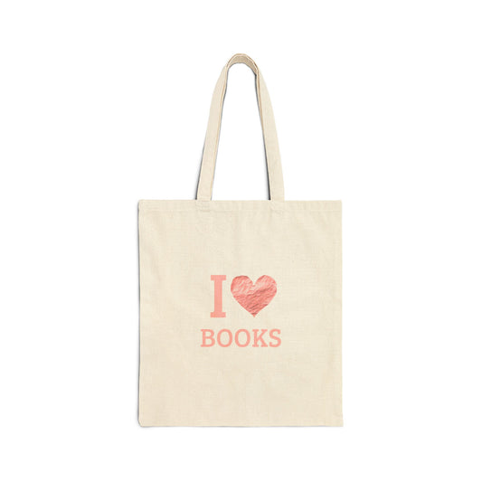 I Love Books Canvas Tote Bag — Cute Book Lover & Library Tote