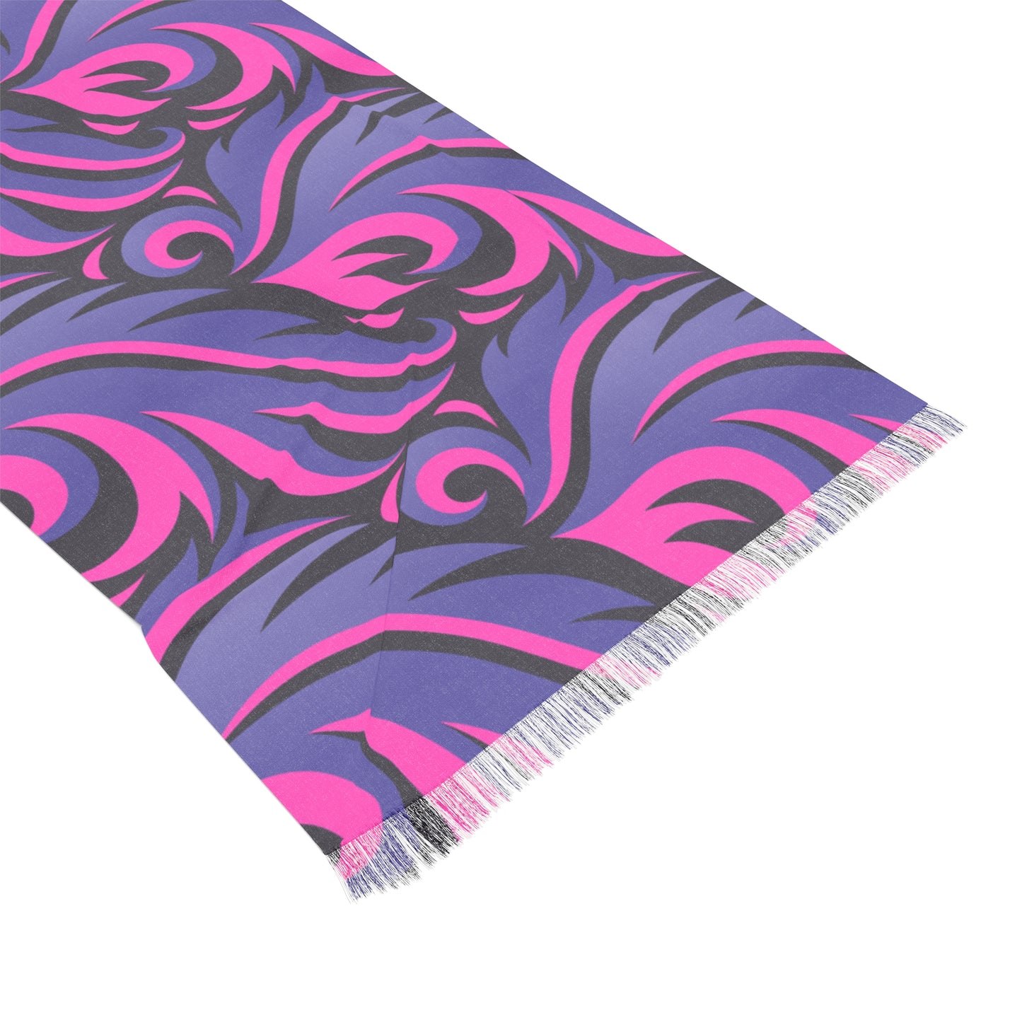 Abstract Swirl Pink & Purple Feathered Pattern Scarf