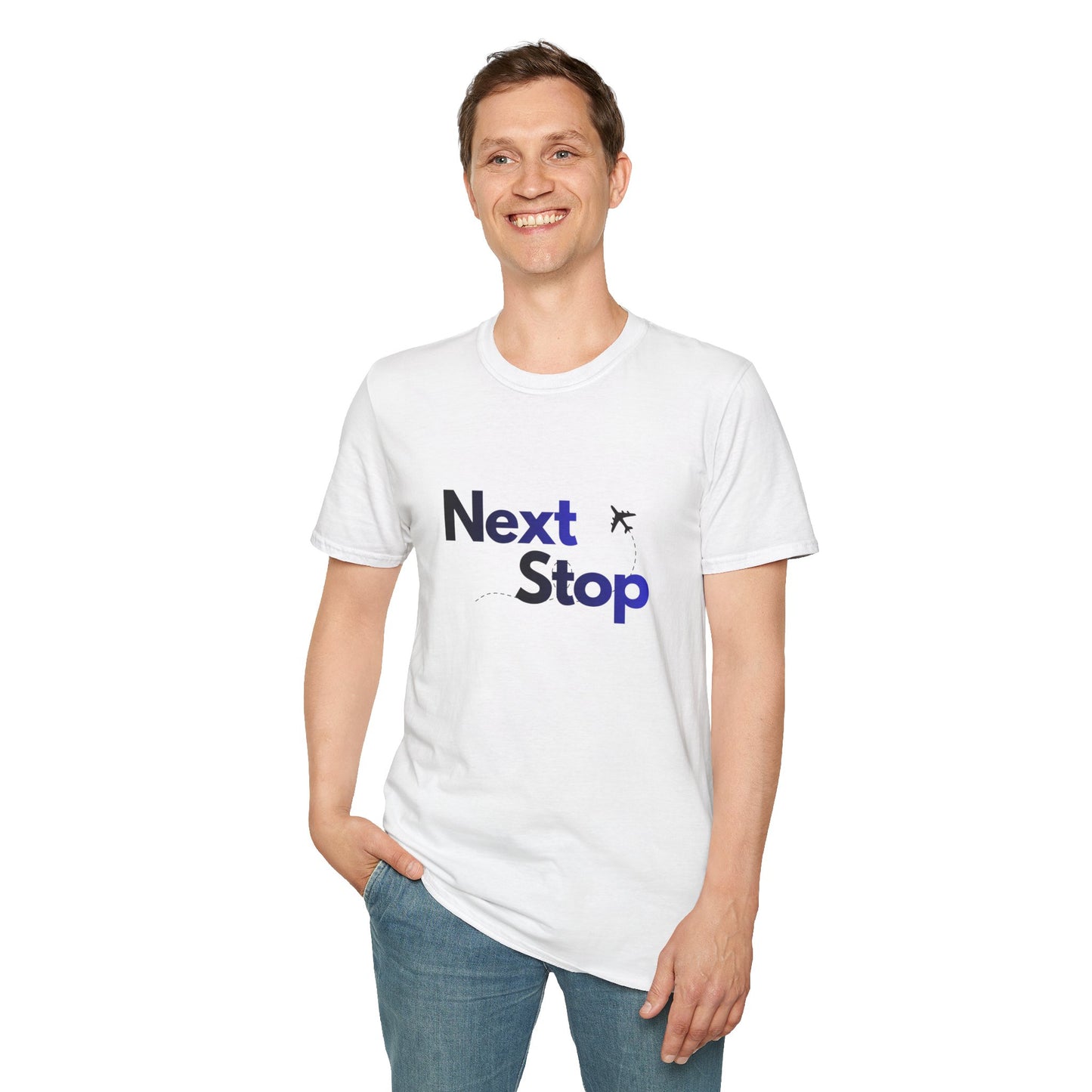 Next Stop T-Shirt Travel Tee with Airplane Graphic