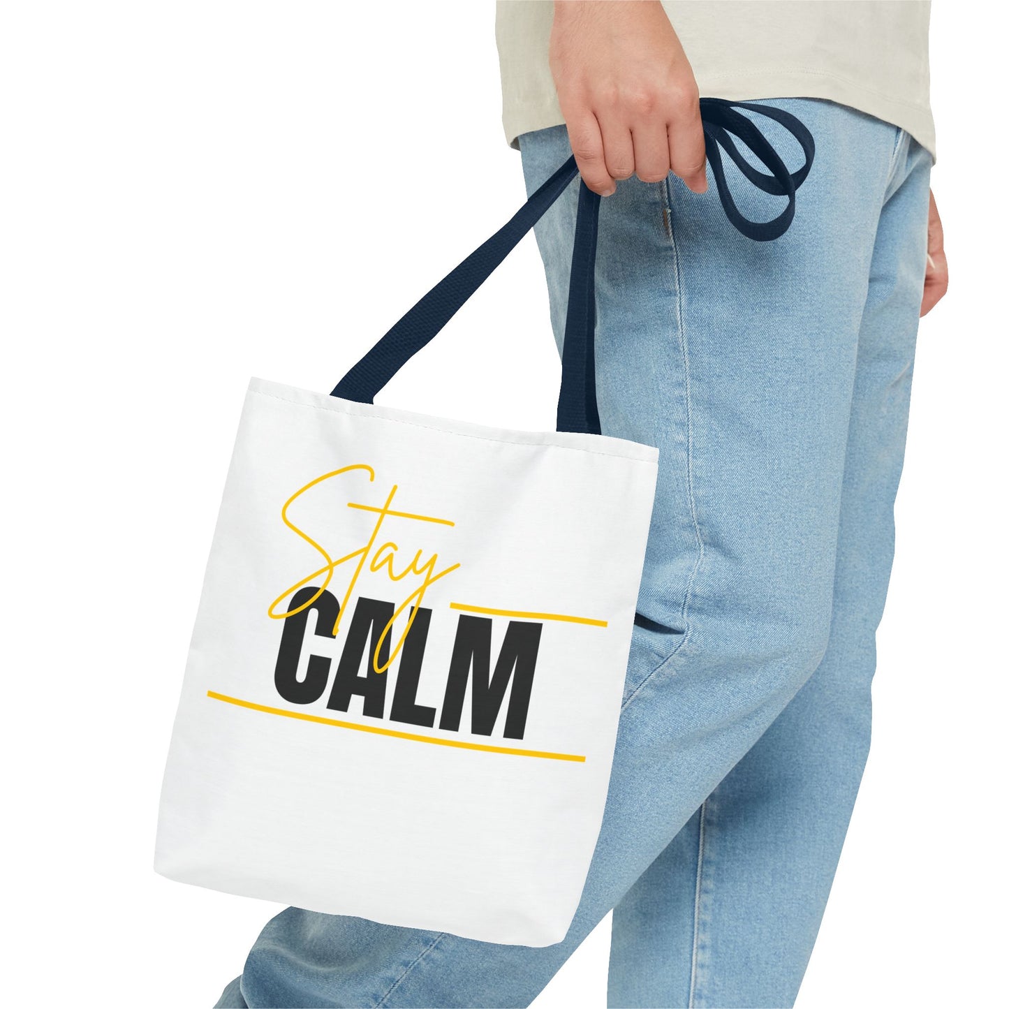 Stay Calm Tote Bag Motivational Printed Canvas Tote