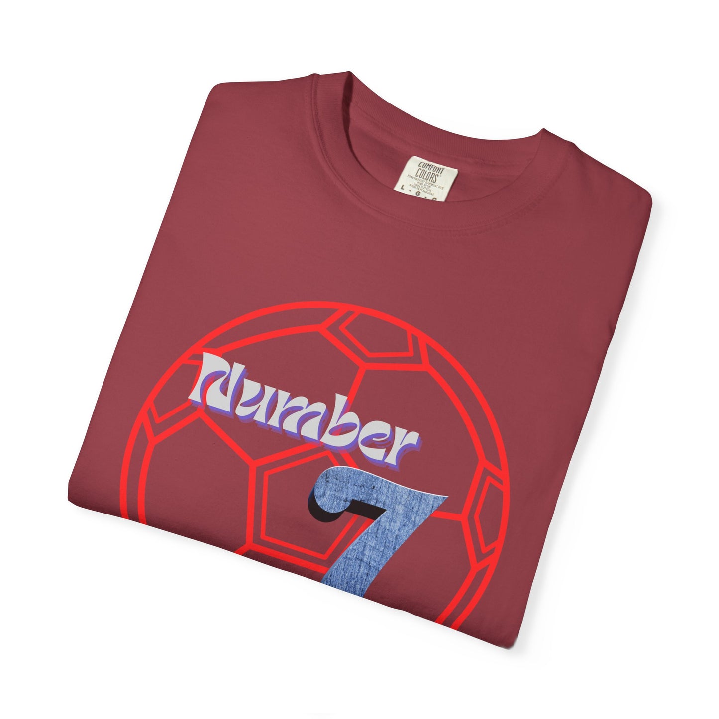 Soccer Number 7 Vintage Red Ball Graphic T-Shirt