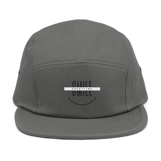 Embroidered "Smile" 5-Panel Cap