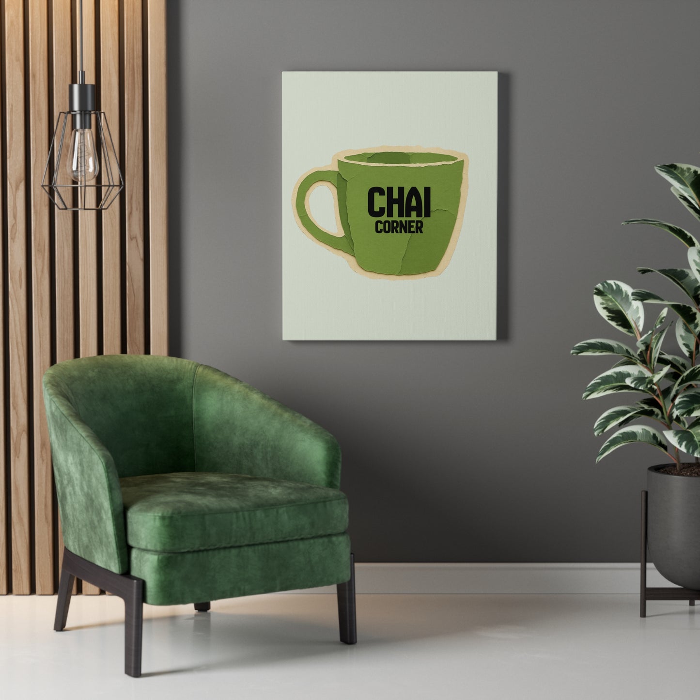 Chai Corner Canvas Art Green Wall Decor