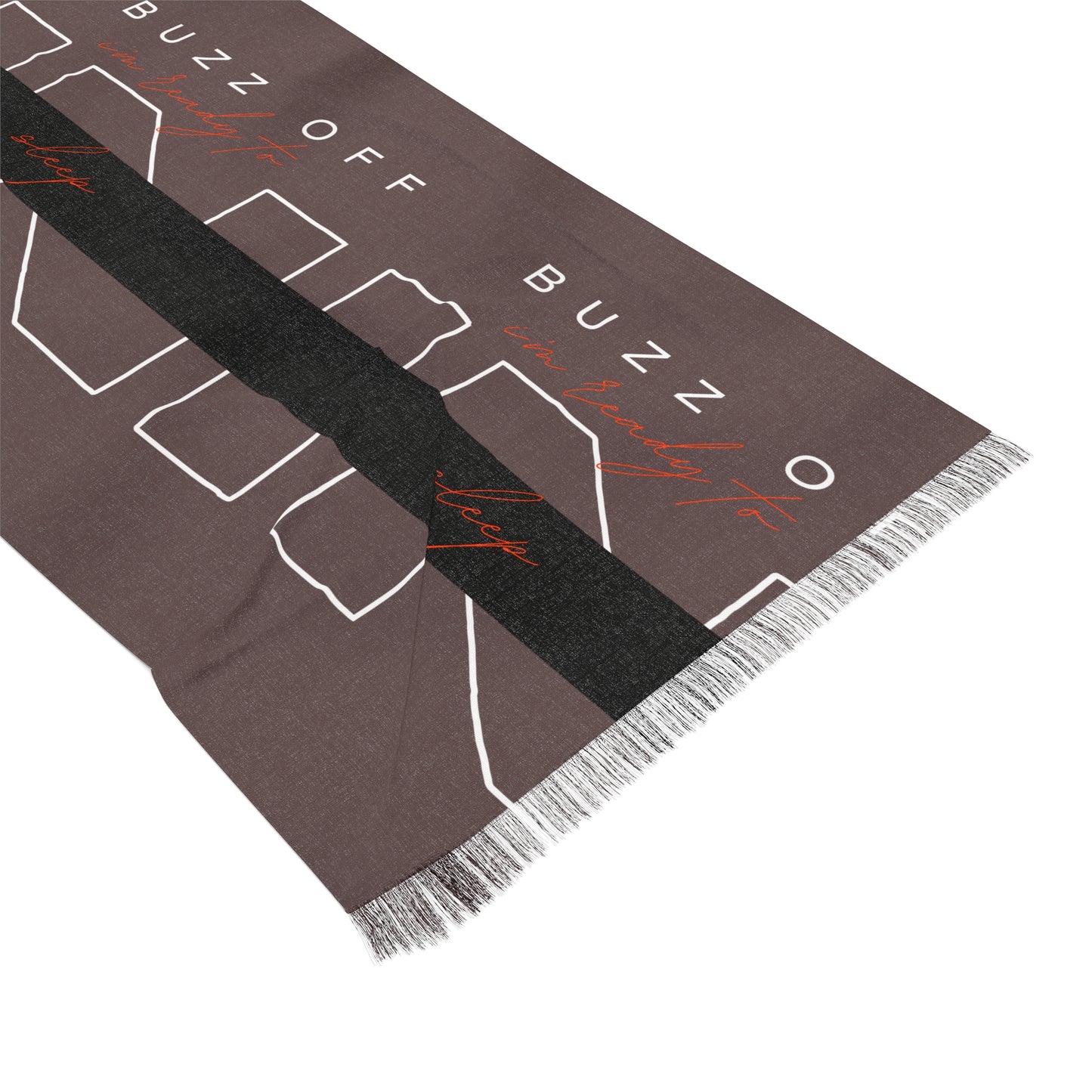 Buzz Off Knit Lightweight Graphic Fringe Scarf
