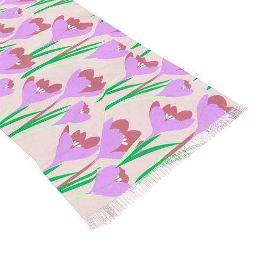 Pastel Crocus Spring Lightweight Floral Wrap Scarf