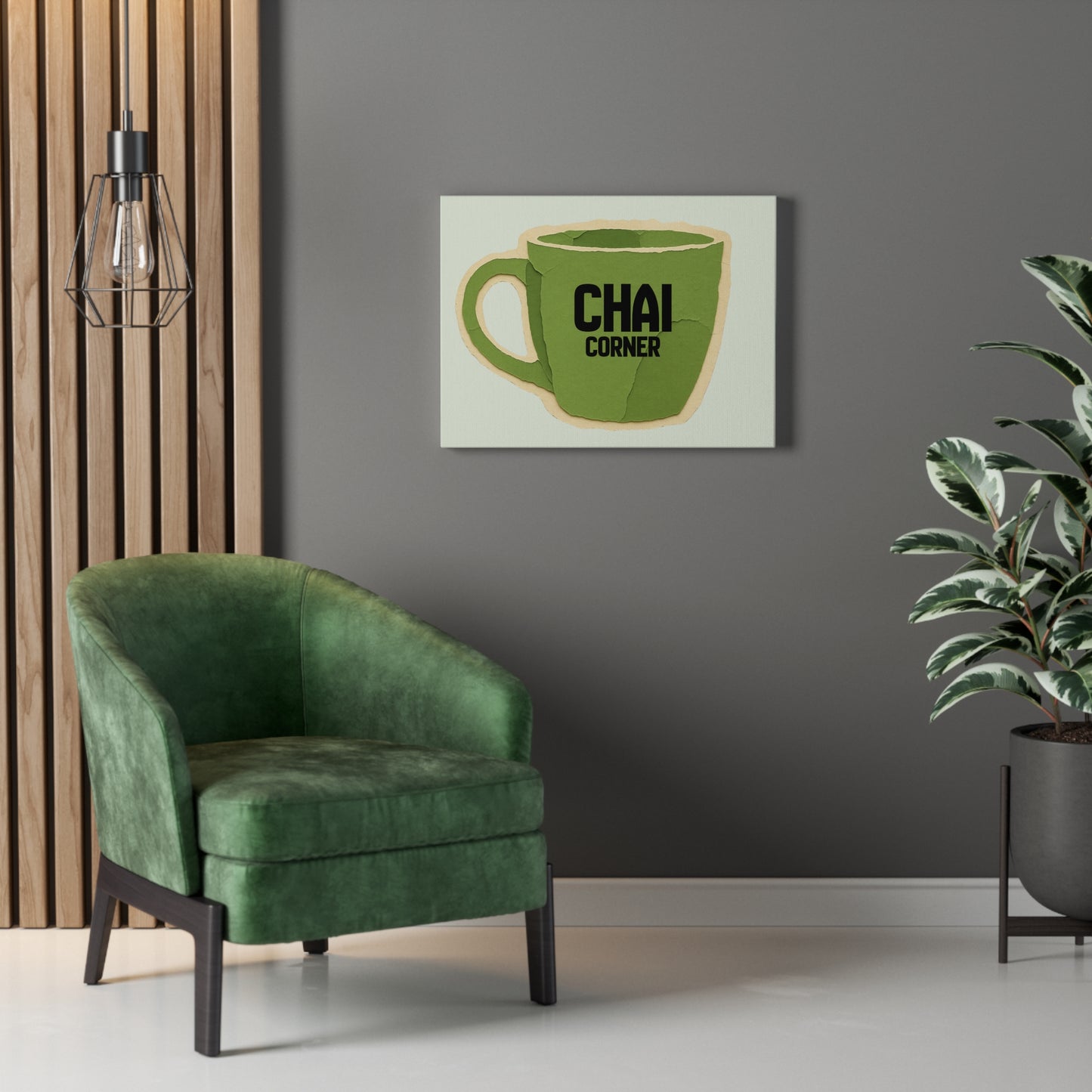 Chai Corner Canvas Art Green Wall Decor