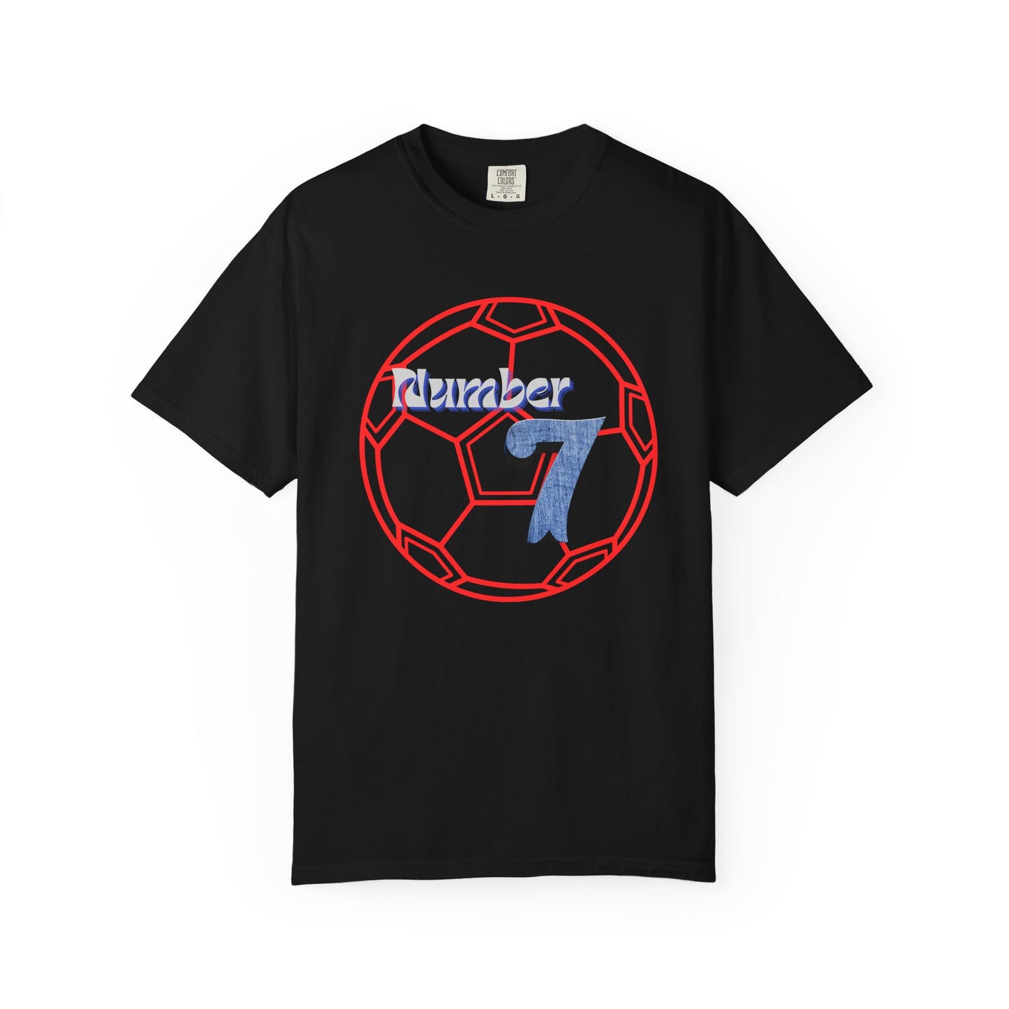 Soccer Number 7 Vintage Red Ball Graphic T-Shirt
