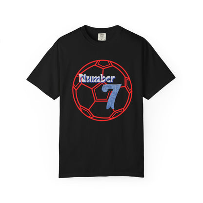 Soccer Number 7 Vintage Red Ball Graphic T-Shirt