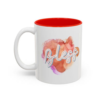 Bless Two-Tone Watercolor Accent Ceramic Coffee Mug (11oz/15oz)