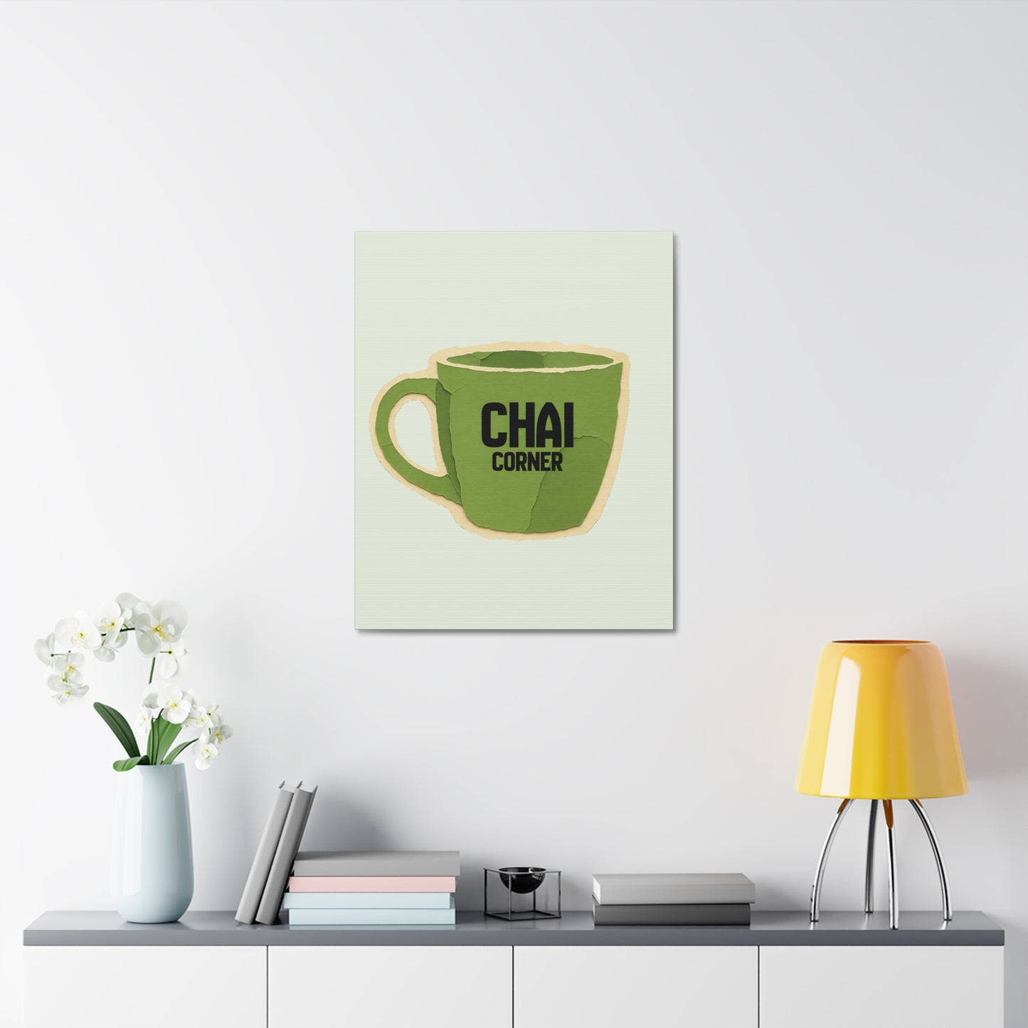 Chai Corner Canvas Art Green Wall Decor