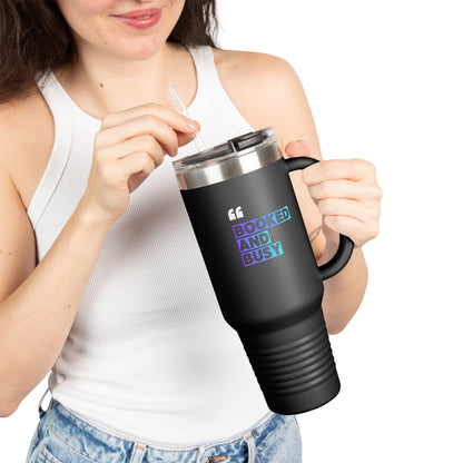 40oz Insulated Travel Mug - "Booked and Busy" Holographic Design