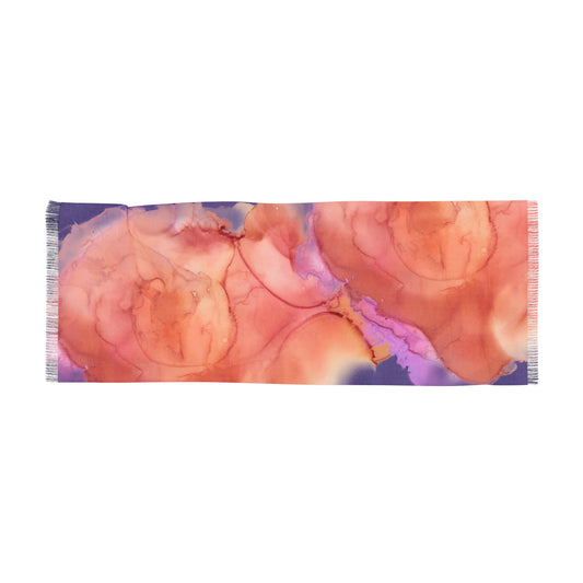 Peach & Lavender Abstract Wrap Scarf