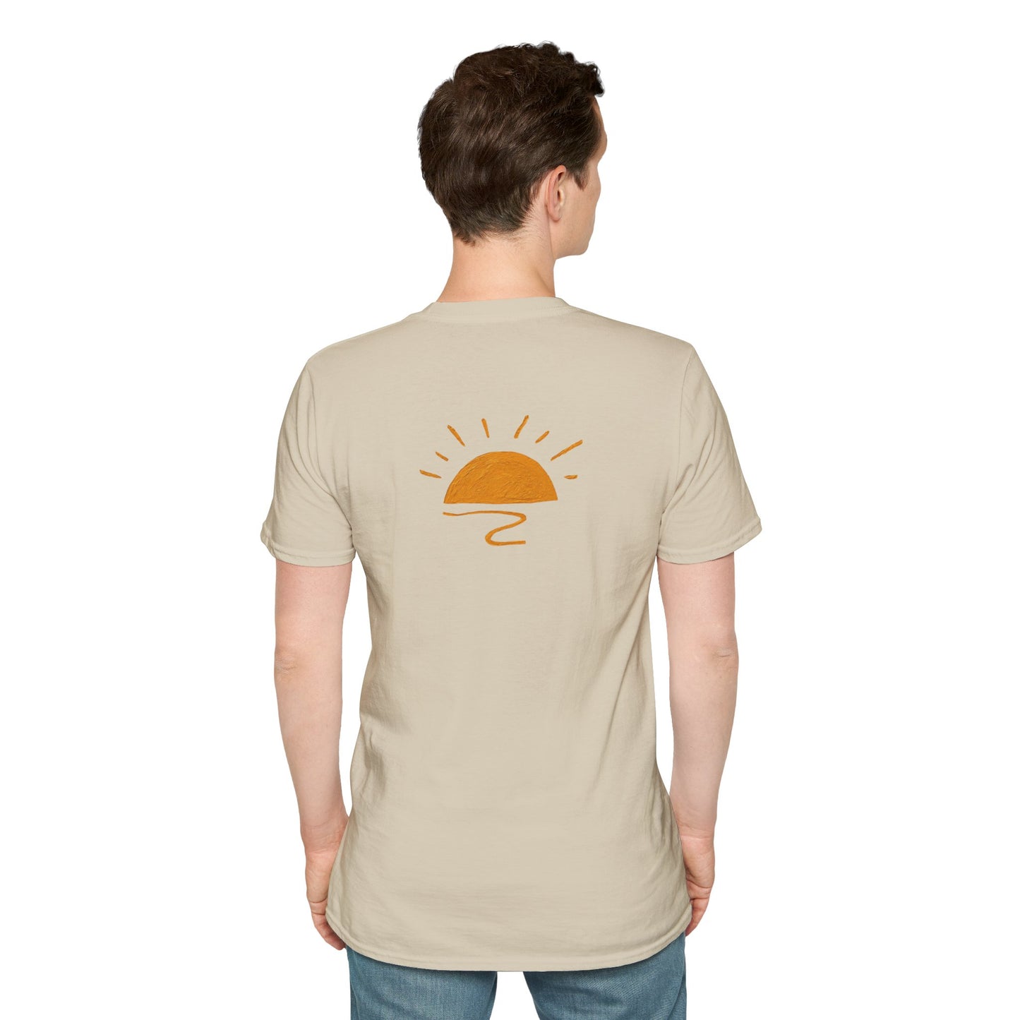 Living the Moment T-Shirt — Sun on the back, Beach Relaxed Tee