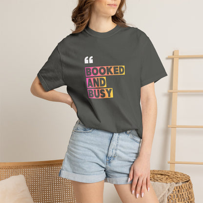 Booked and Busy Graphic Cotton Tee for Book Lovers