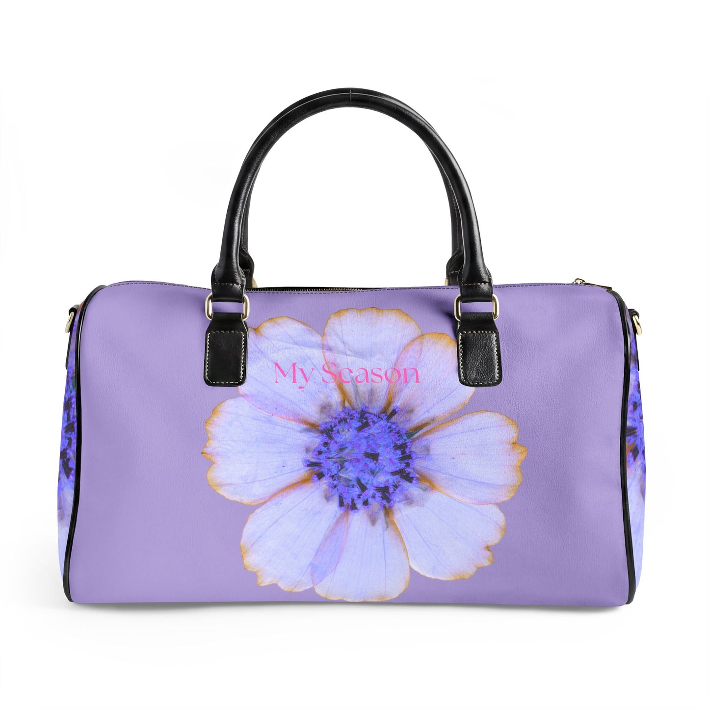 Lavender Floral Leather Travel Bag –Duffel