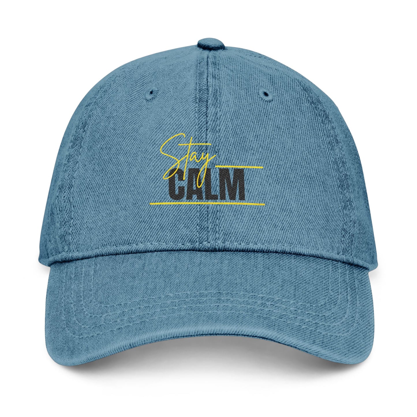 Stay Calm Embroidered Denim Hat