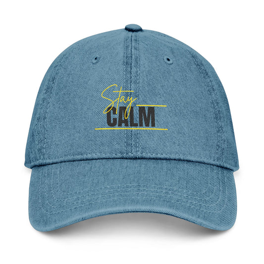 Stay Calm Embroidered Denim Hat