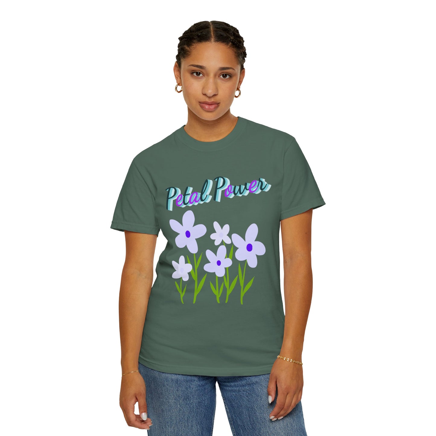 Petal Power T-Shirt — Floral Graphic Tee with Purple Flowers