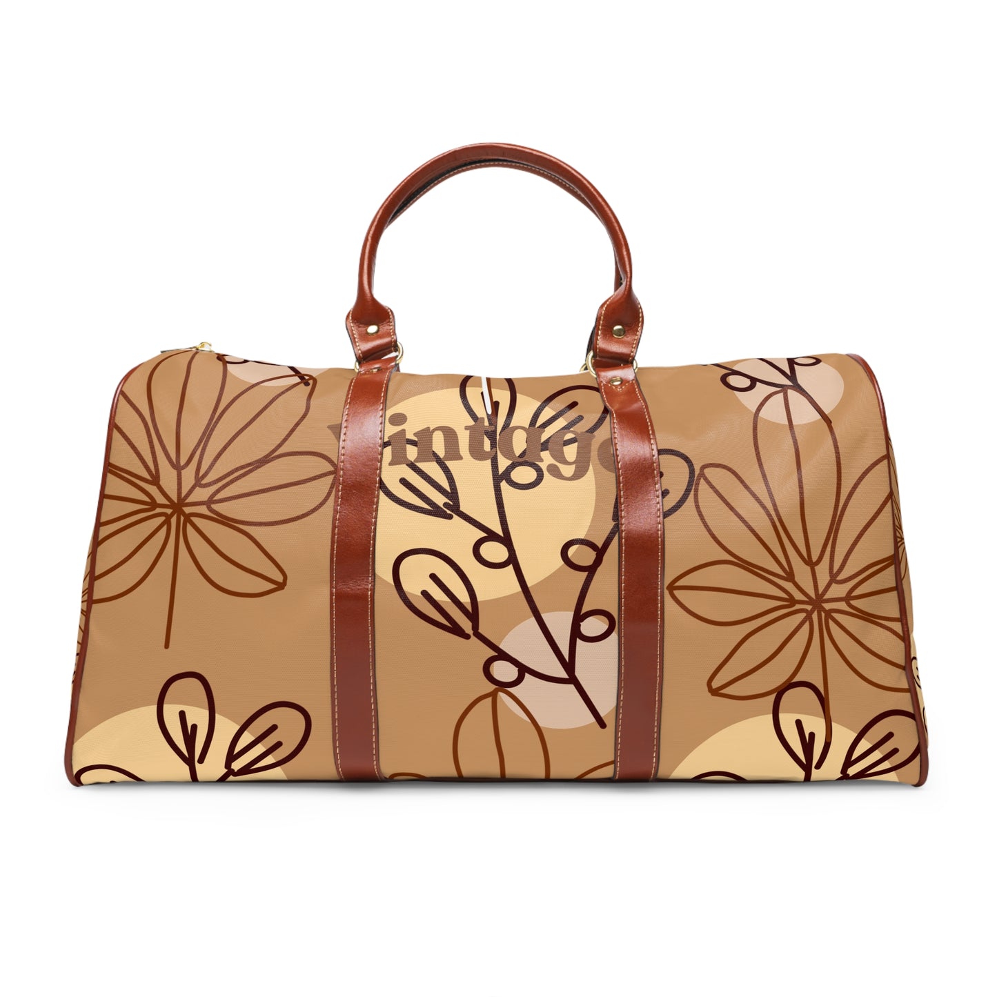 Waterproof Travel Bag – Brown Retro Bloom Duffle