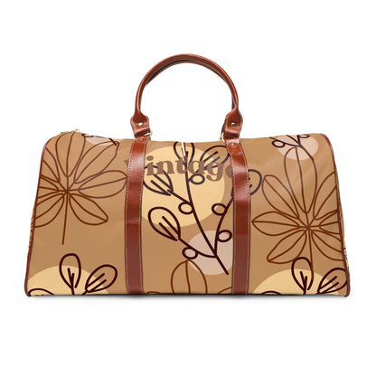 Waterproof Travel Bag – Brown Retro Bloom Duffle