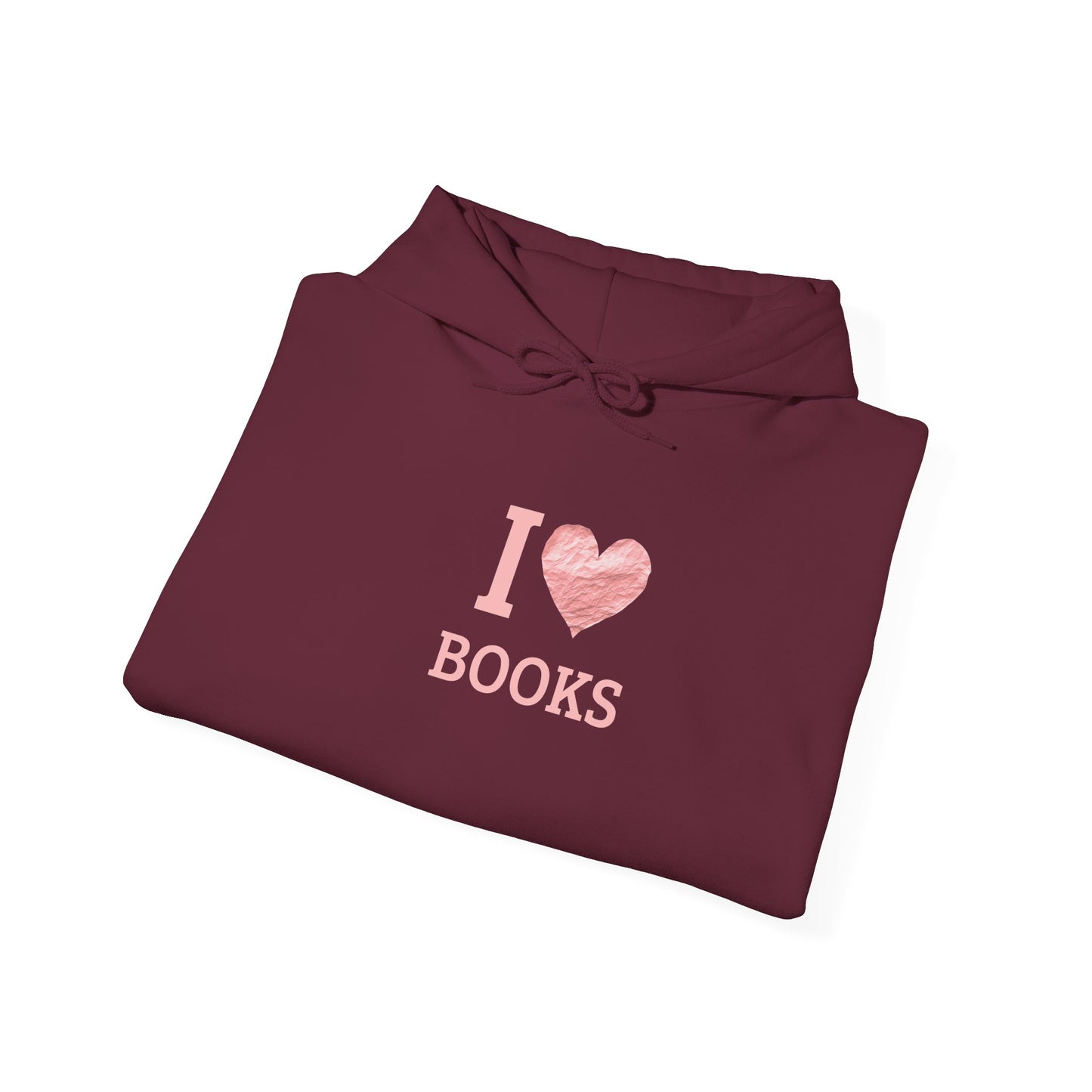 I  Love Books Hoodie — Pink Heart Book Lover Pullover