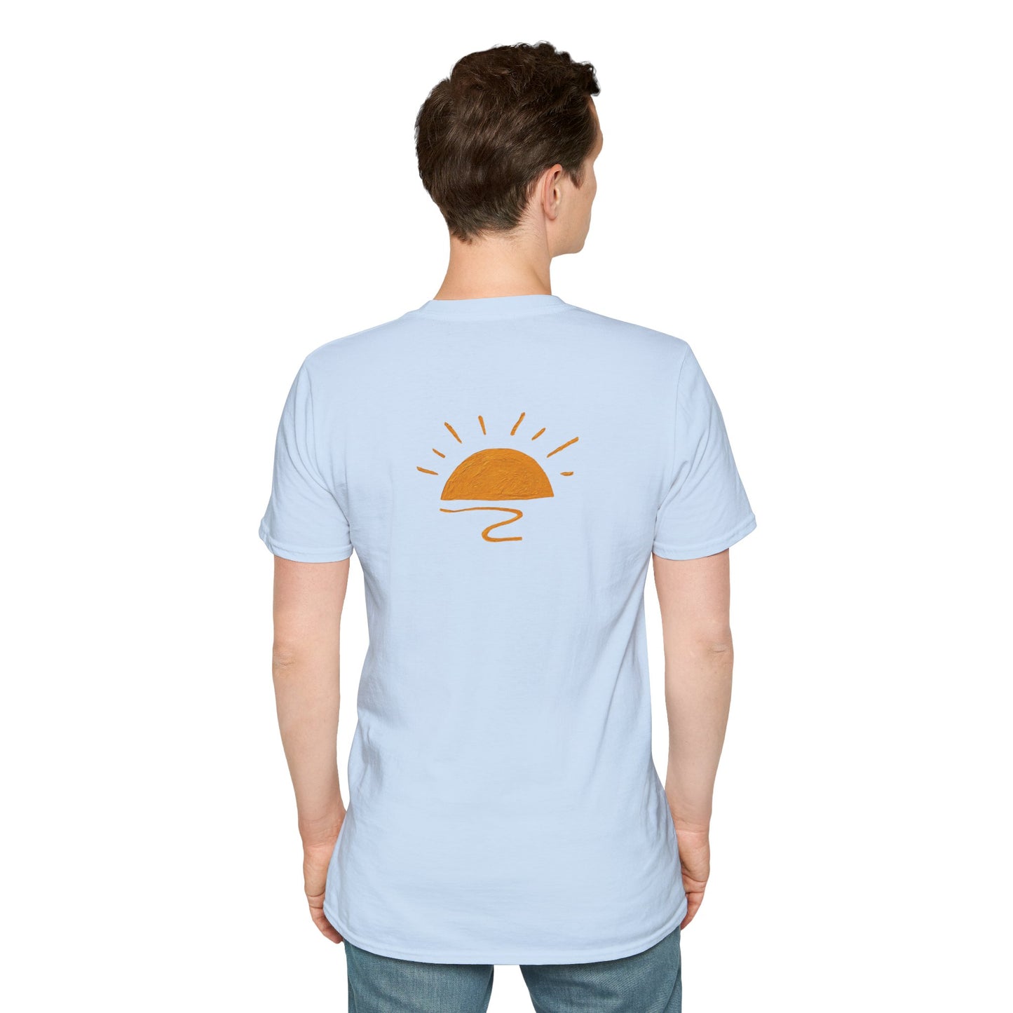 Living the Moment T-Shirt — Sun on the back, Beach Relaxed Tee