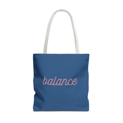 Blue Script ‘balance’ Canvas Tote for Everyday Mindfulness