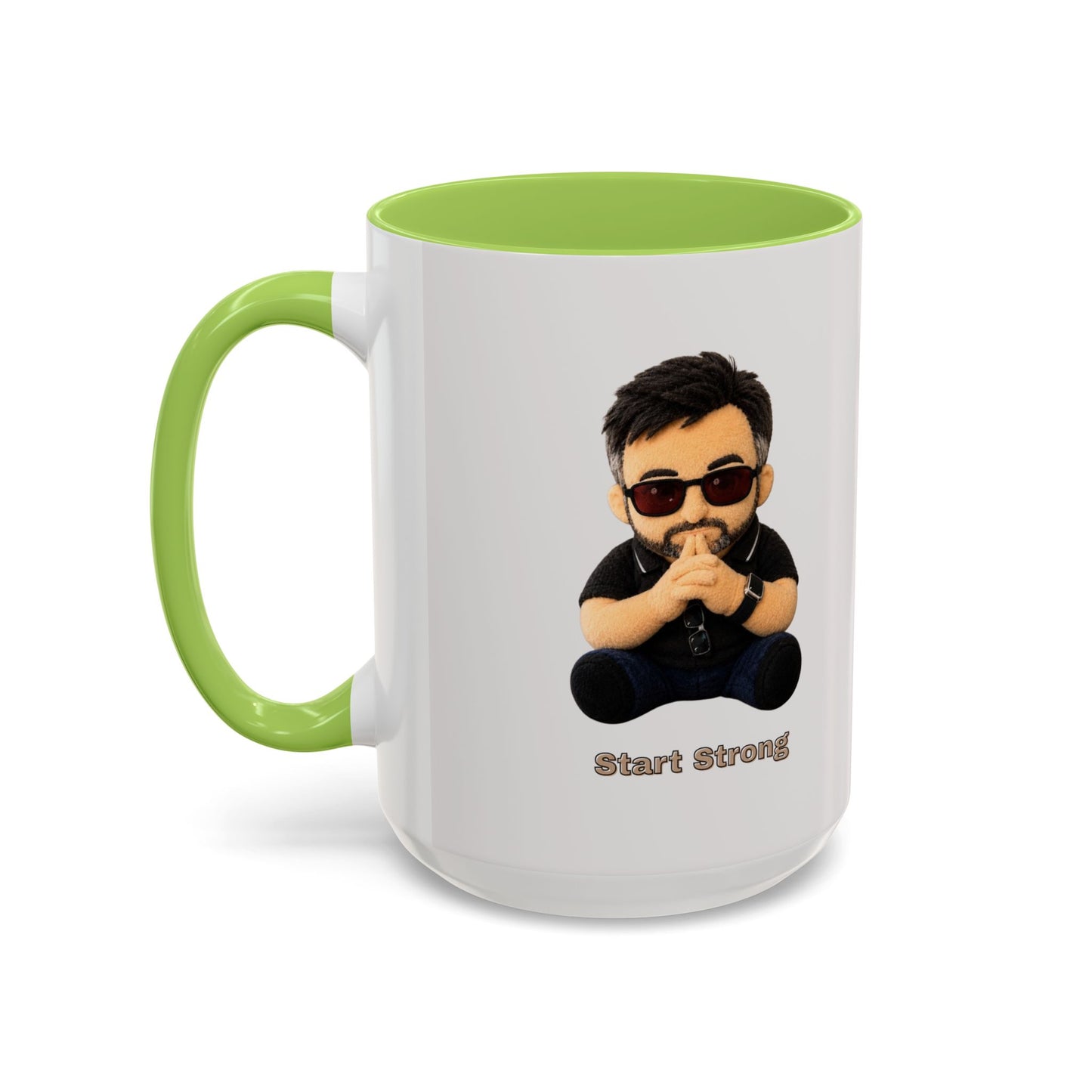 Accent Coffee Mug — 'Start Strong' Motivational Character Coffee Mug