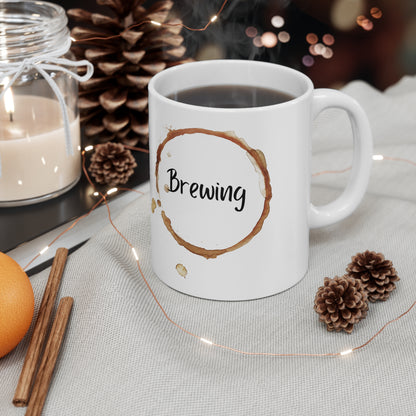 Brewing Coffee Ring Mug - Ceramic (11oz & 15oz)