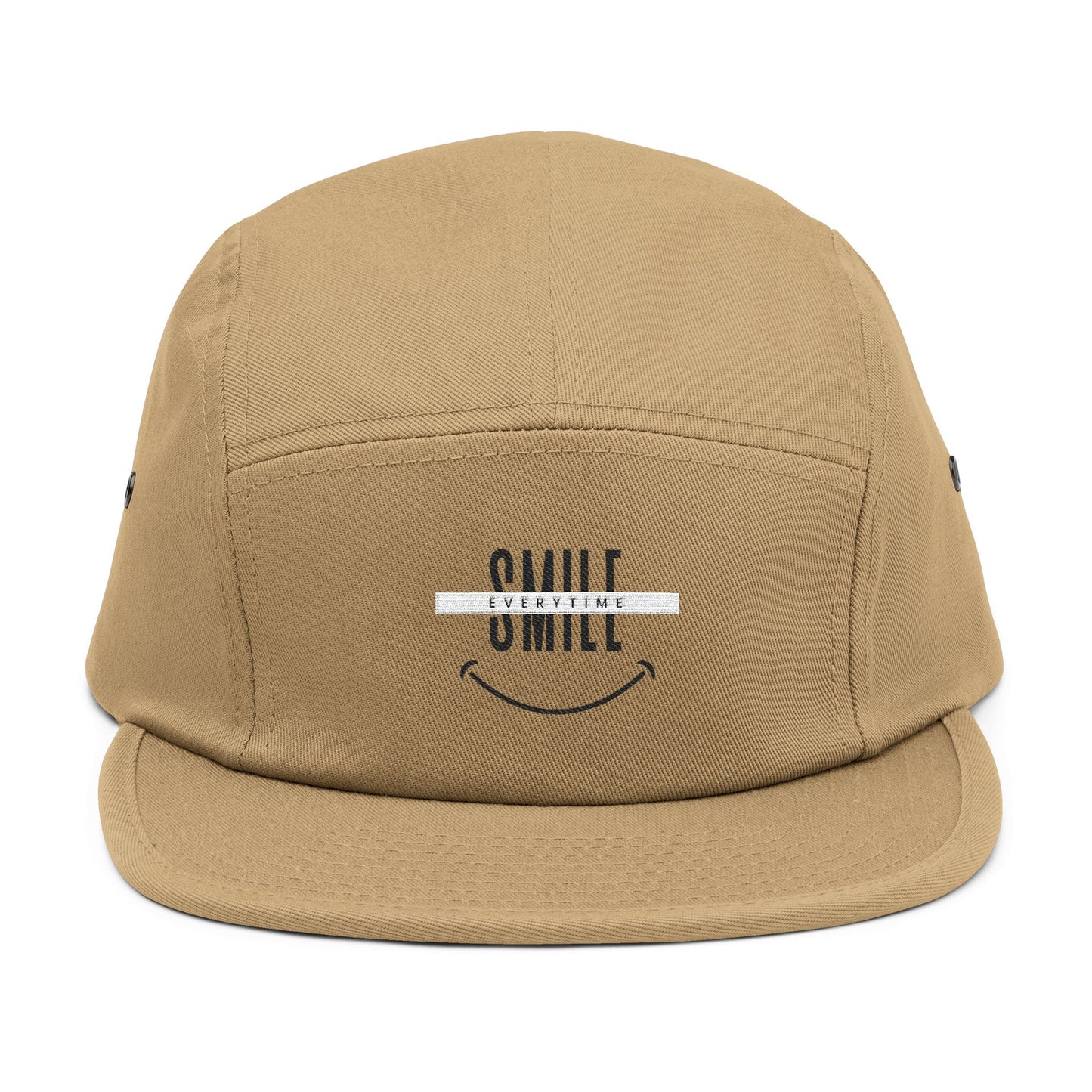 Embroidered "Smile" 5-Panel Cap