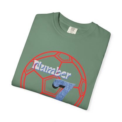 Soccer Number 7 Vintage Red Ball Graphic T-Shirt