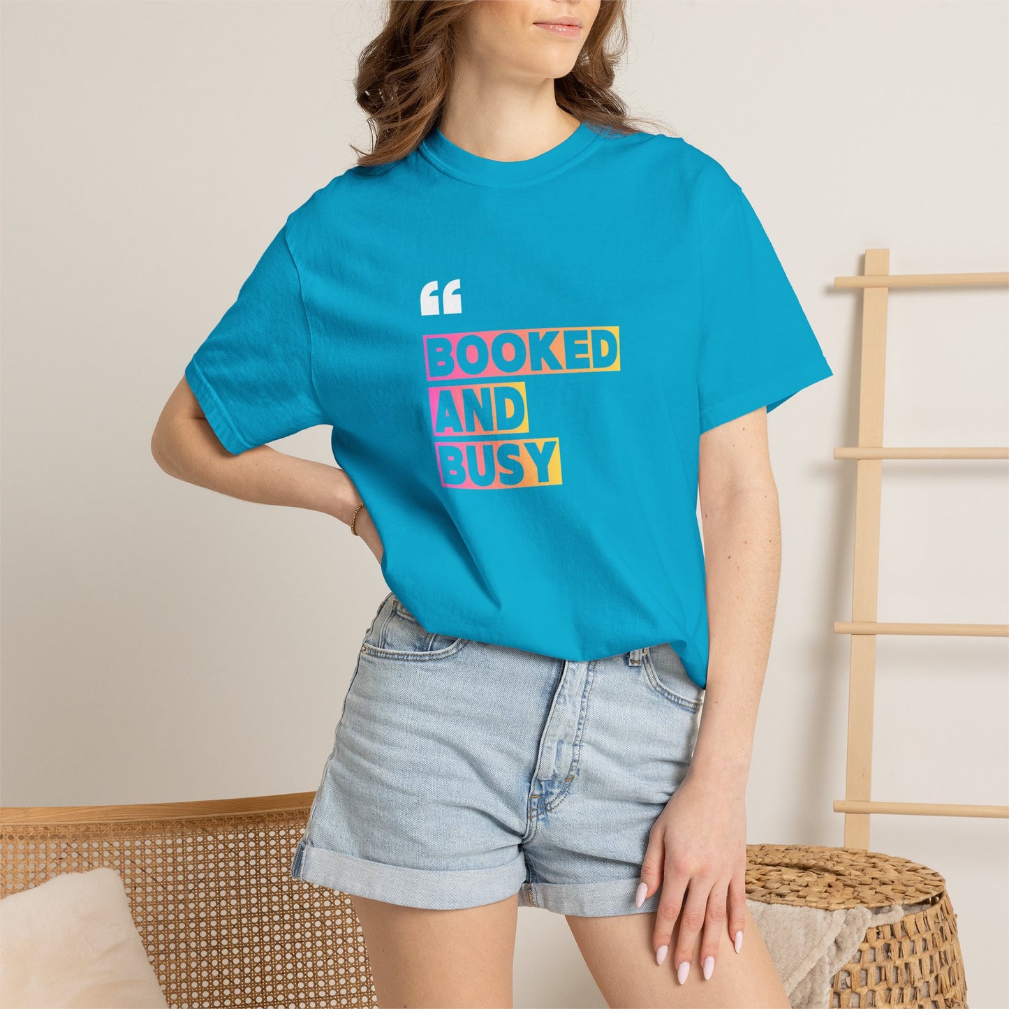Booked and Busy Graphic Cotton Tee for Book Lovers
