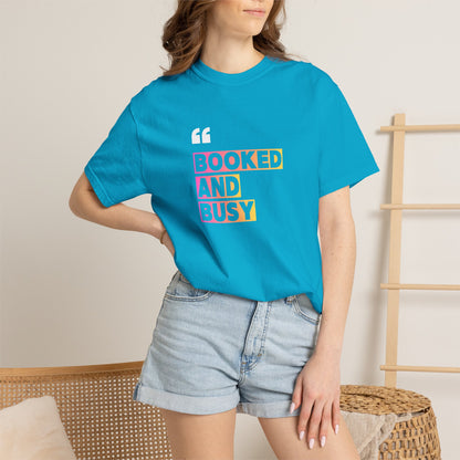 Booked and Busy Graphic Cotton Tee for Book Lovers