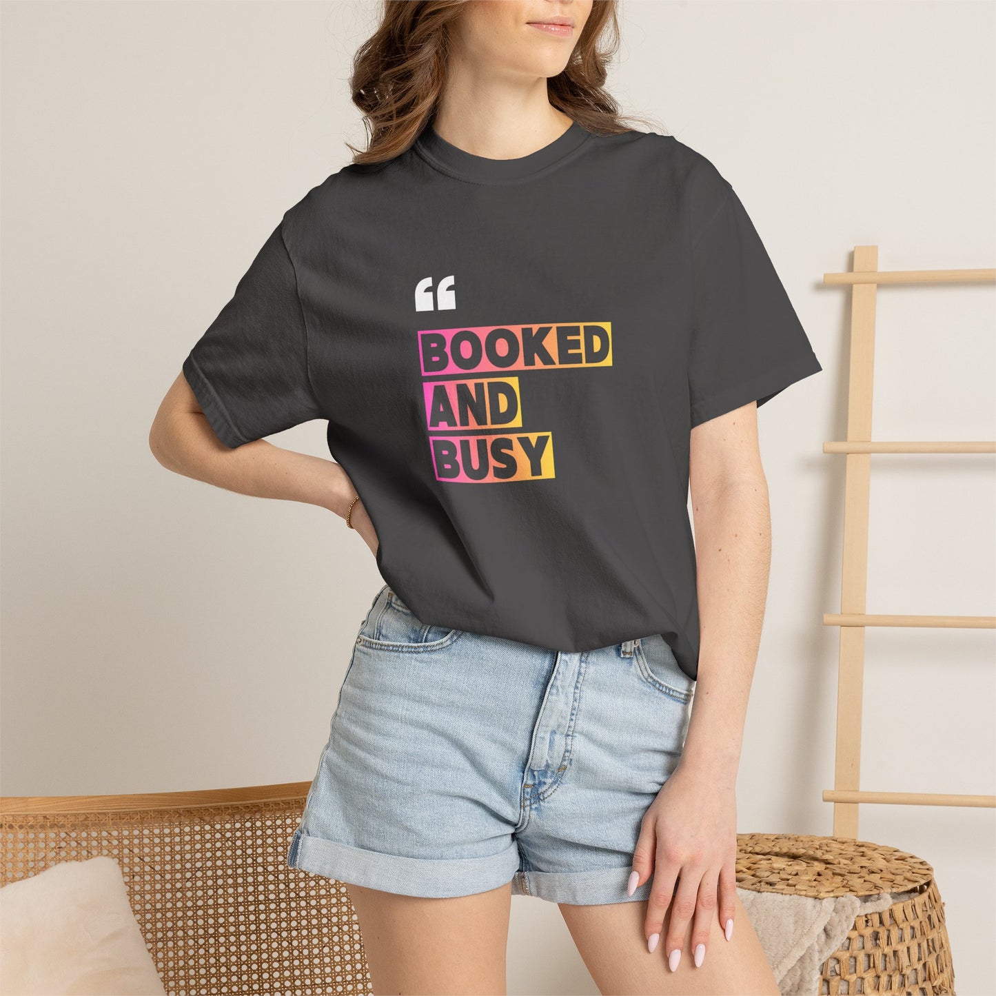 Booked and Busy Graphic Cotton Tee for Book Lovers