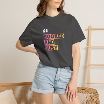 Booked and Busy Graphic Cotton Tee for Book Lovers