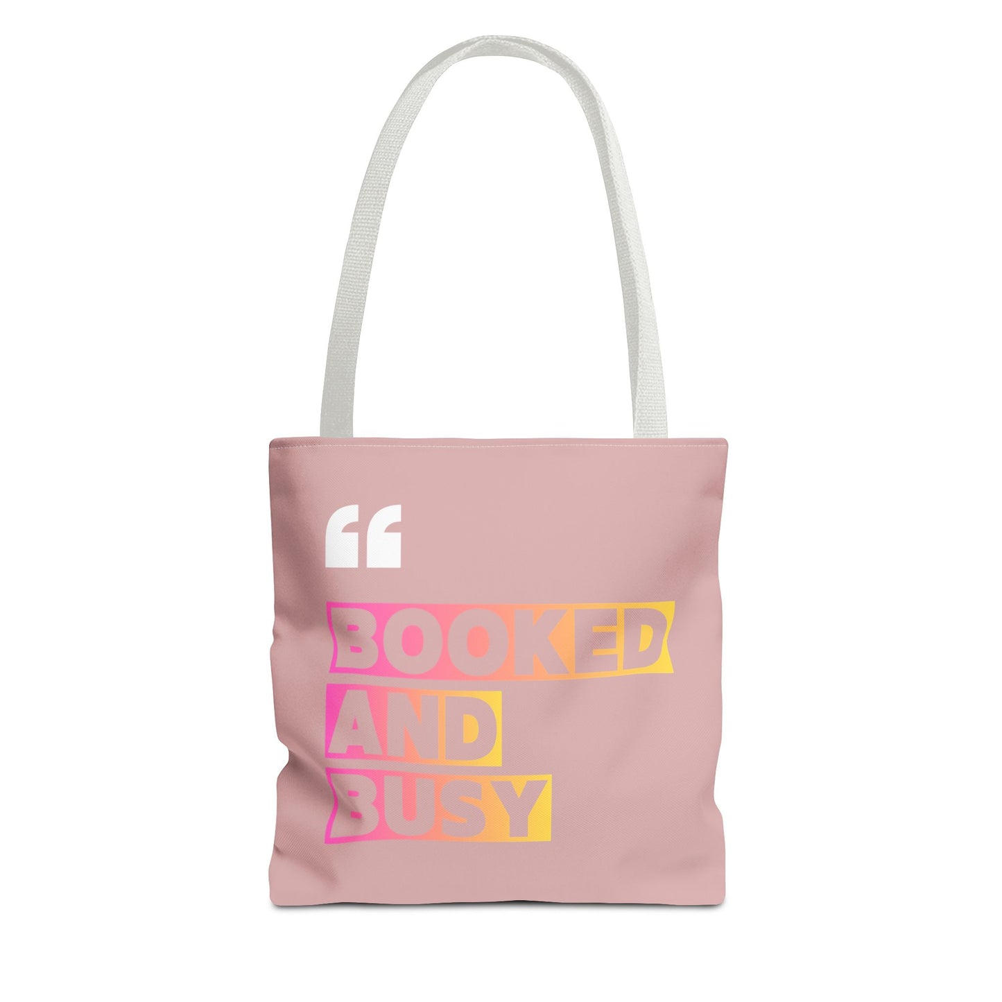 Booked and Busy Pink Tote Bag Cute Quote Book Lover Carryall