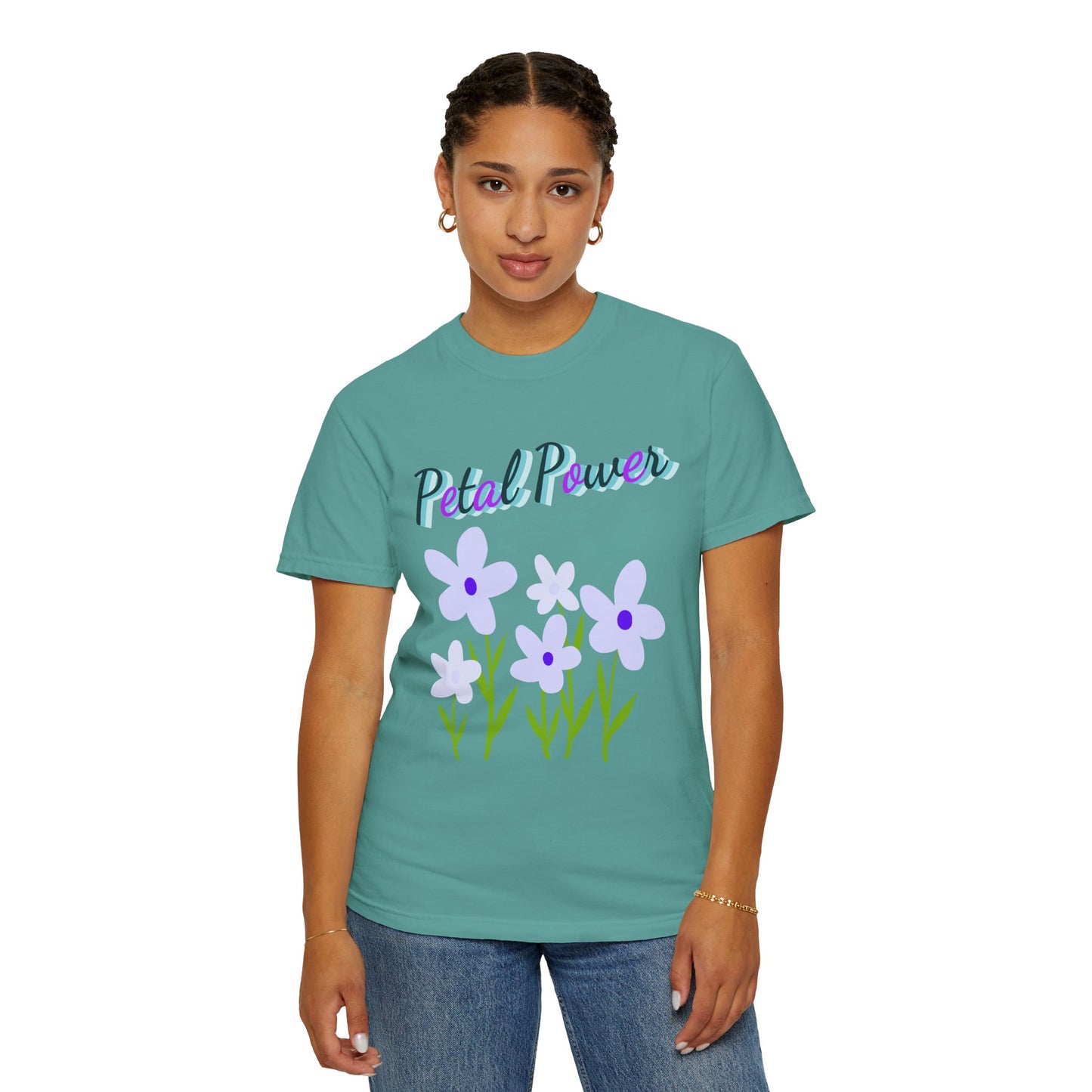 Petal Power T-Shirt — Floral Graphic Tee with Purple Flowers