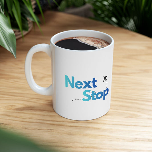 Next Stop Travel Ceramic Coffee Mug Gradient Blue (11oz, 15oz)