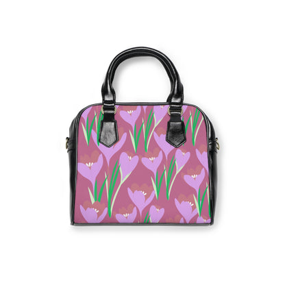 Pink Spring Flower Pattern Shoulder Handbag
