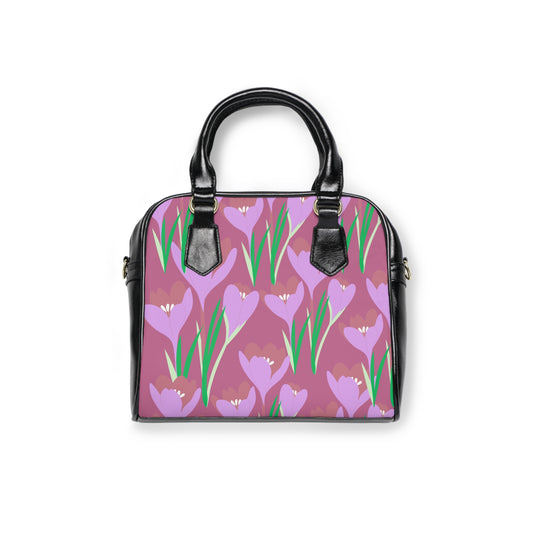 Pink Spring Flower Pattern Shoulder Handbag