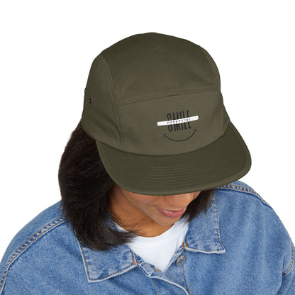 Embroidered "Smile" 5-Panel Cap