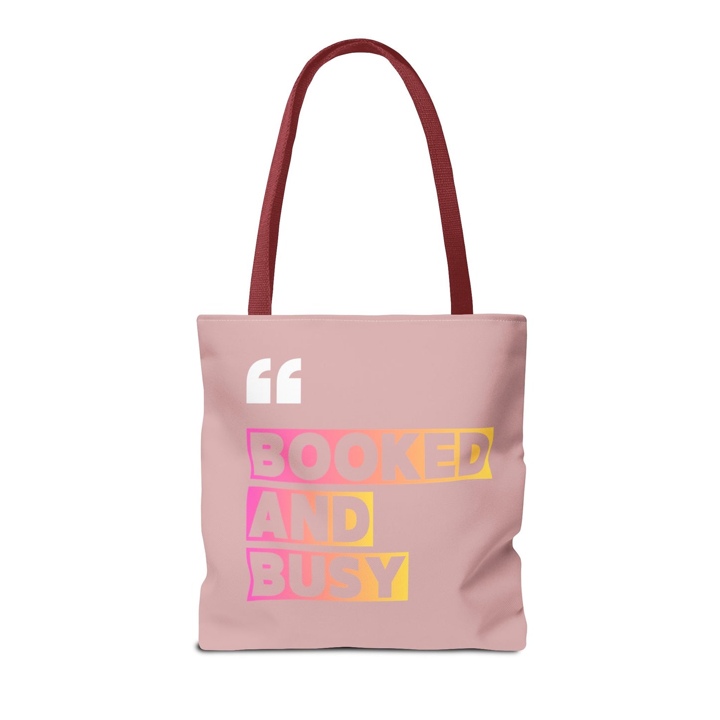 Booked and Busy Pink Tote Bag Cute Quote Book Lover Carryall