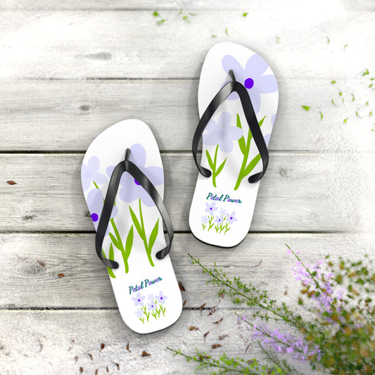 Floral Petal Power Flip Flops — Lavender Wildflower Beach Sandals