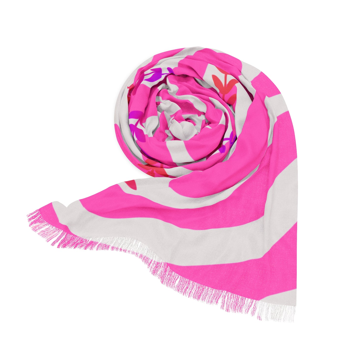 Pink Scarf with Lavender Vine — Lightweight Fashion Scarf