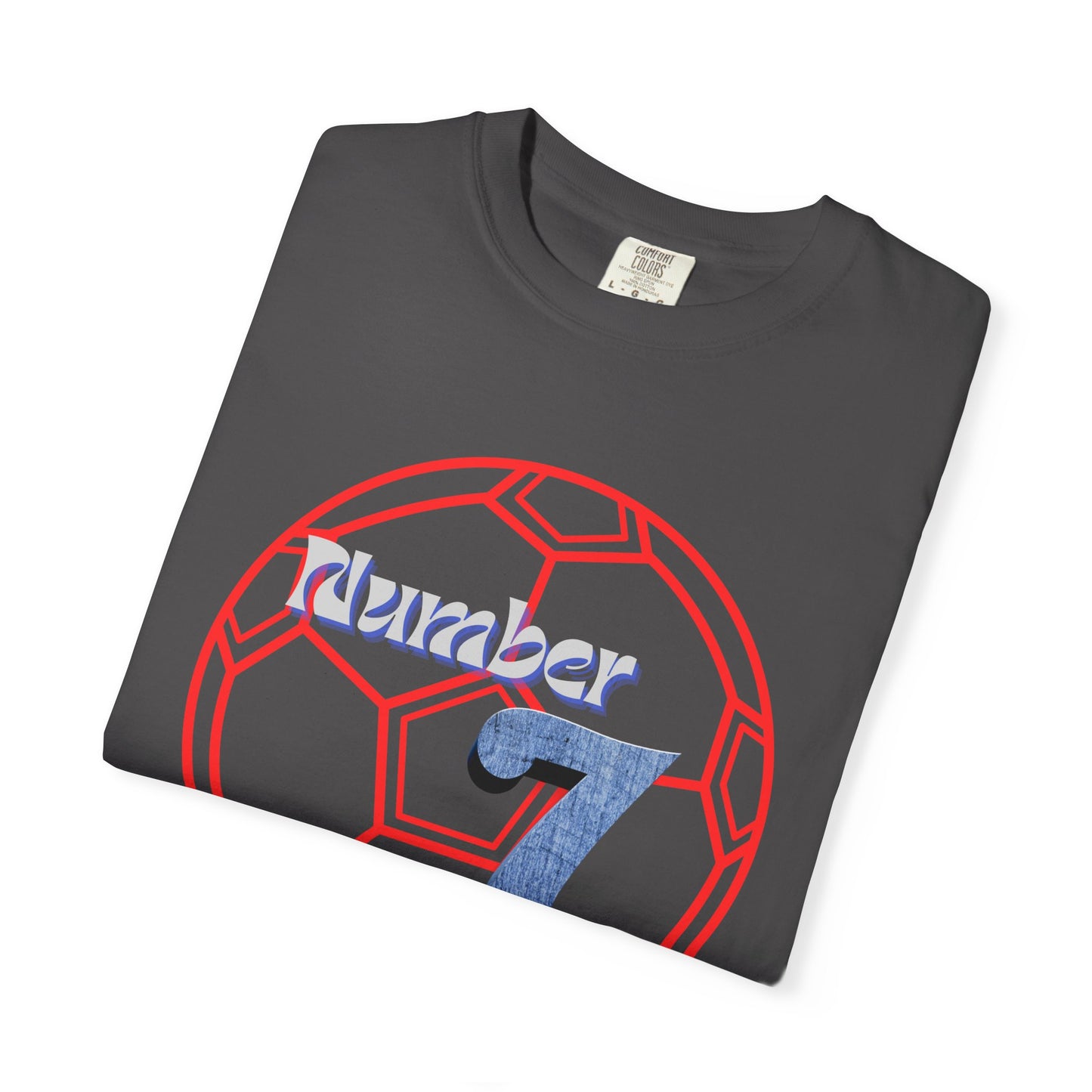 Soccer Number 7 Vintage Red Ball Graphic T-Shirt