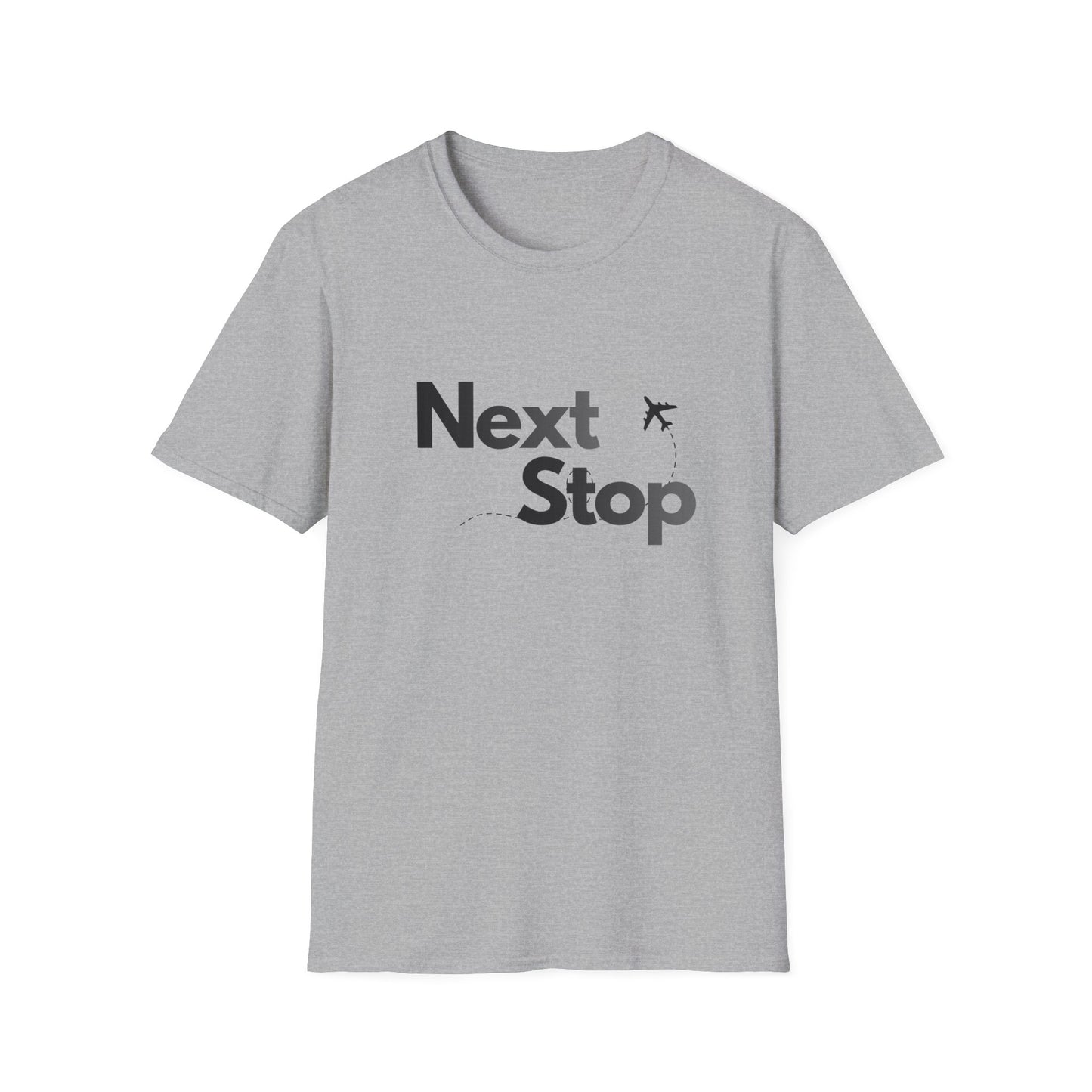 Next Stop Minimal Plane Black Graphic Tee for Travelers